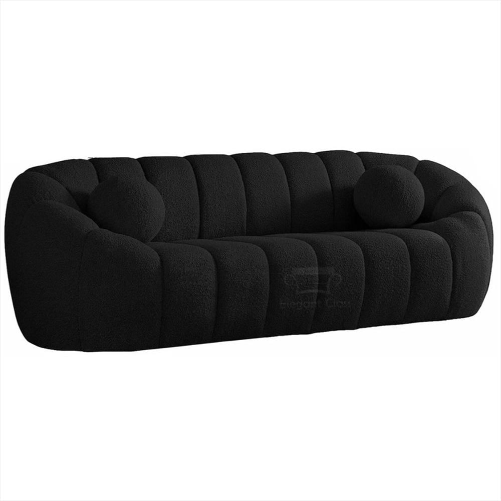 Sofá Moderno Gummy Negro Ecocuero Tres Puestos
