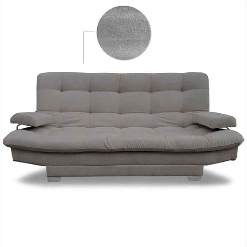 Sofá Cama Con Brazos Microfibra Plata img #1