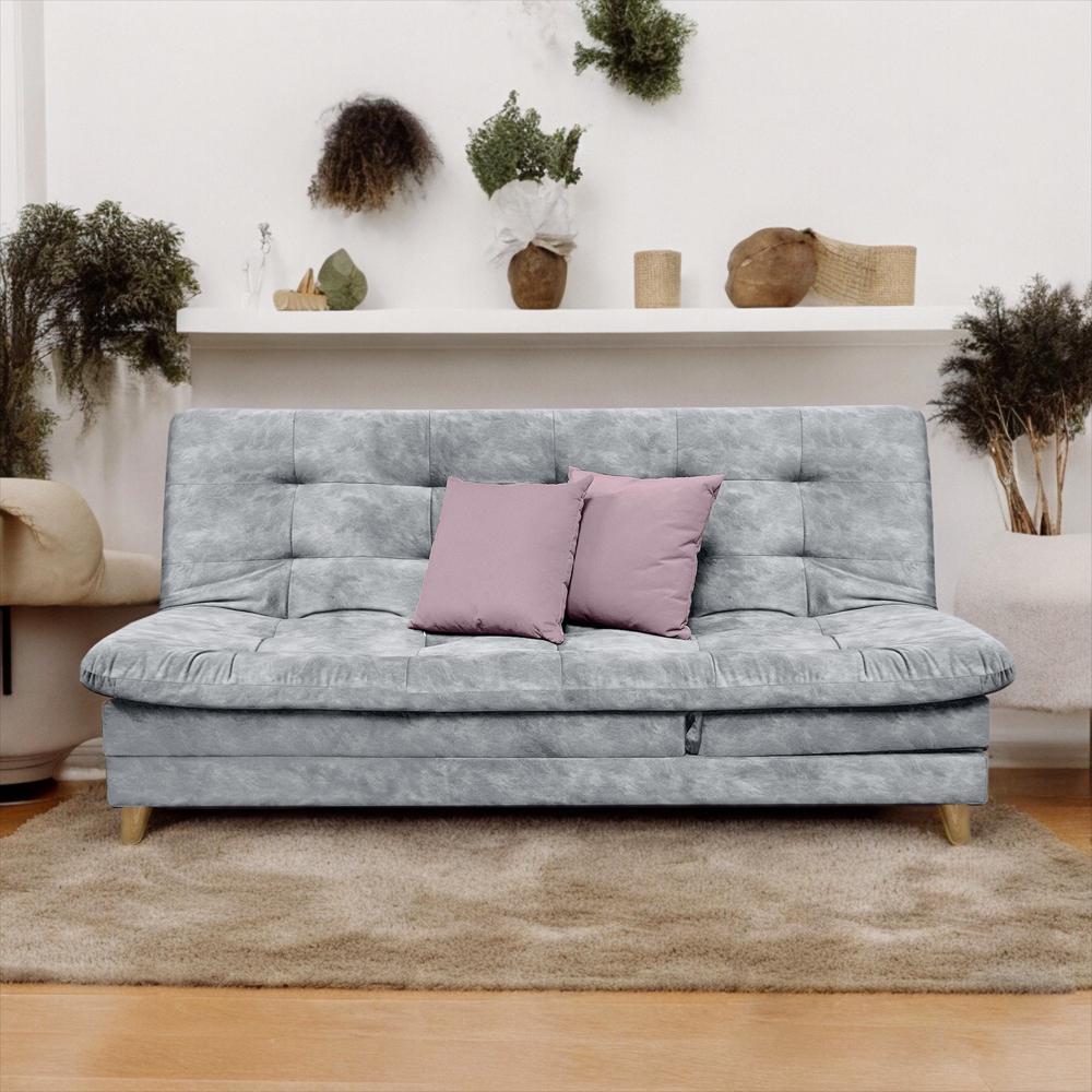 Sofa Cama 5 Posiciones Agassi Tela Gris Incluye Cojines
