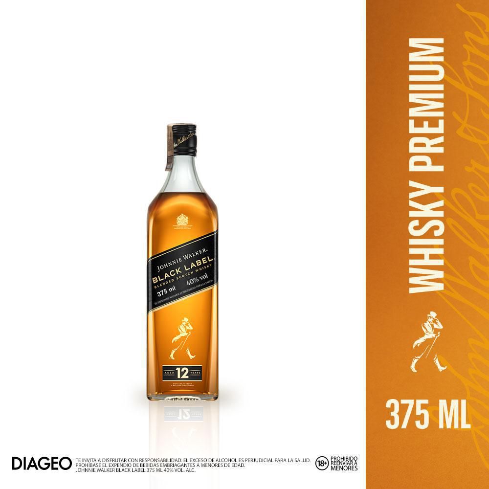 Whisky JOHNNIE WALKER. black label 12 Años (375 ml)
