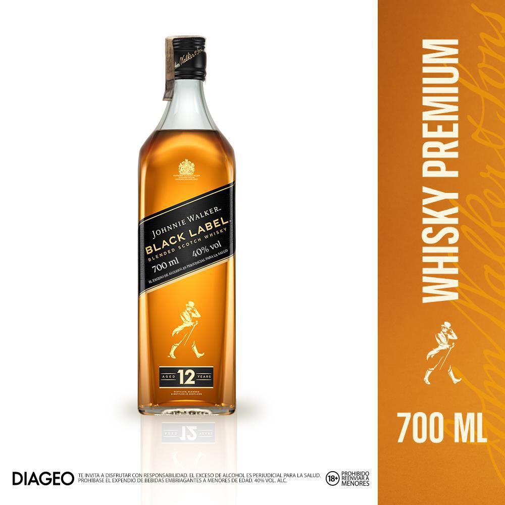 Whisky JOHNNIE WALKER. black label 12 Años (700 ml)