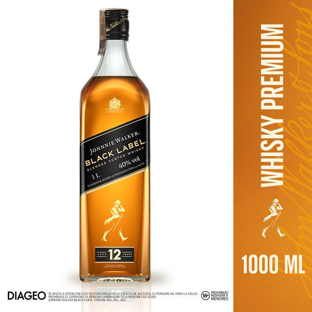 Whisky JOHNNIE WALKER. black label 12 Años (1000 ml)