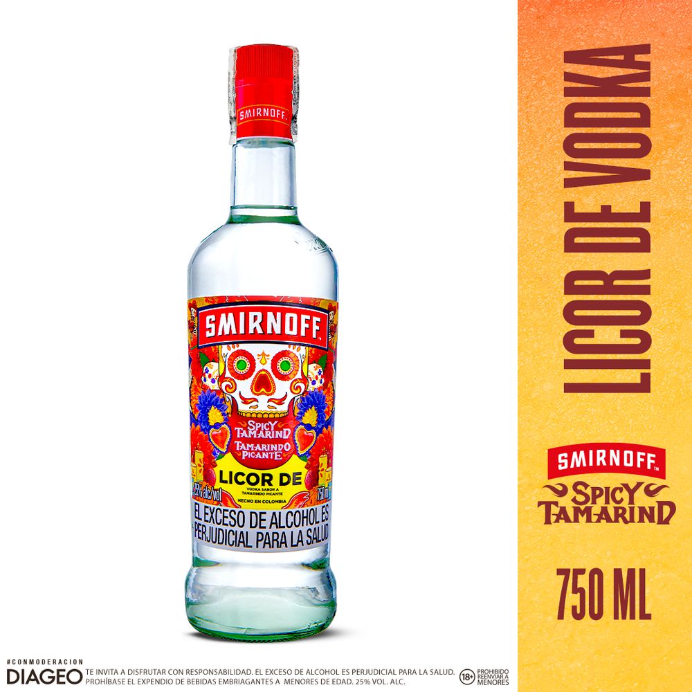 Vodka SMIRNOFF licor sabor a tamarindo picante (750  ml)