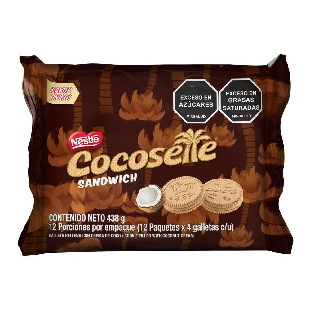 Galletas COCOSETTE rellenas crema de coco x12paquetes (438 gr)