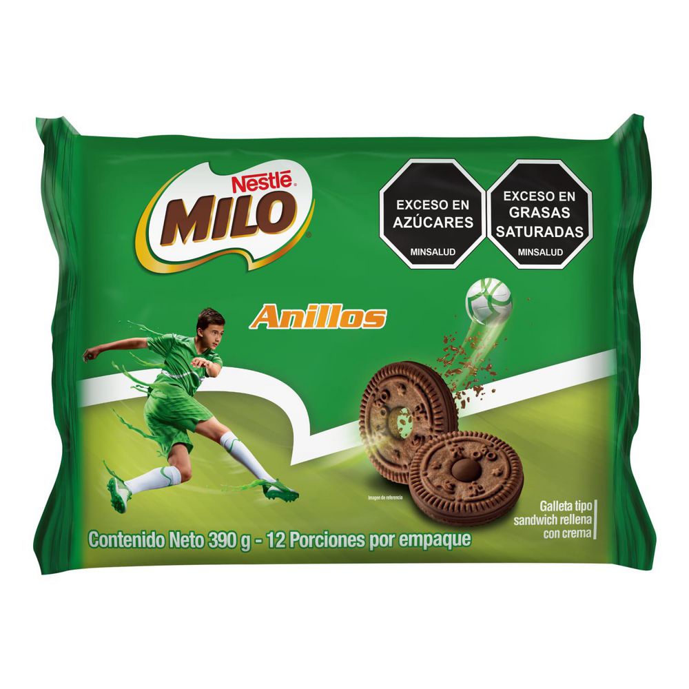 Galletas MILO Anillos relleno crema x12 paquetes (390 gr)