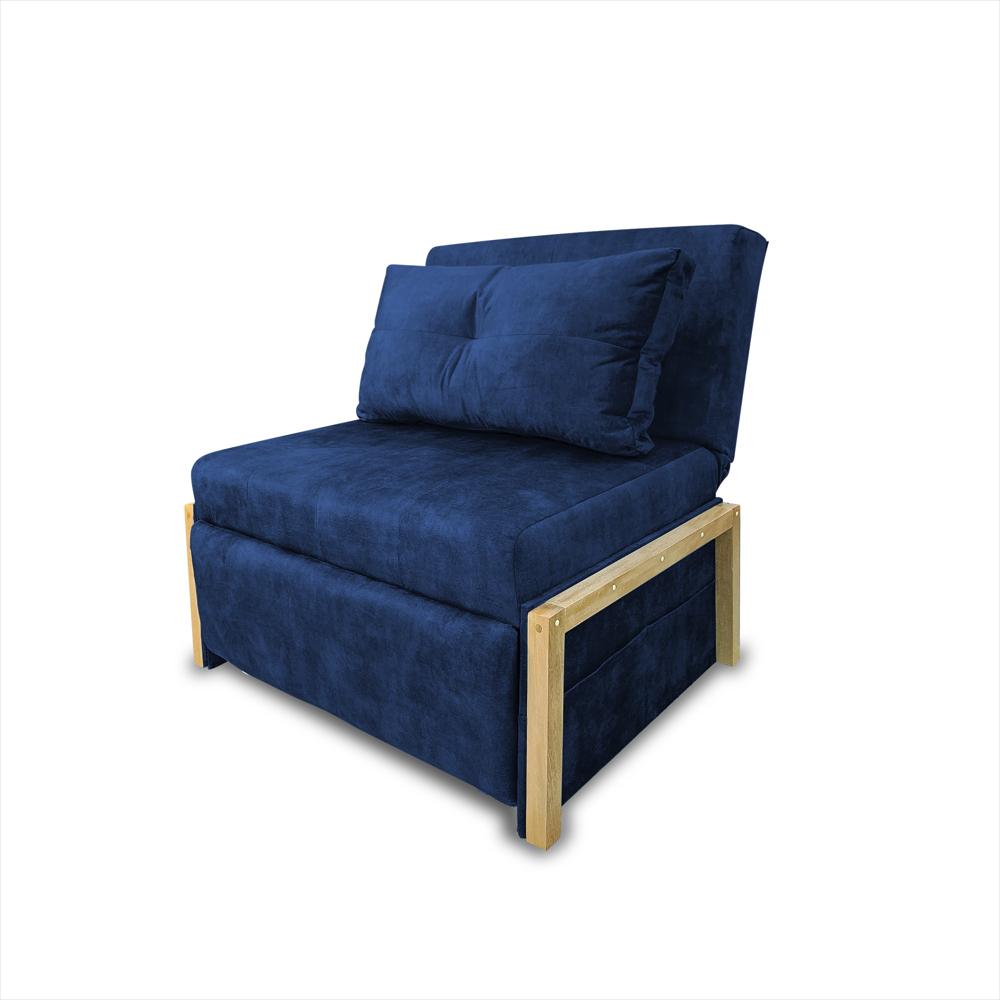 Poltrona Dorian Azul Oscuro Patas De Madera
