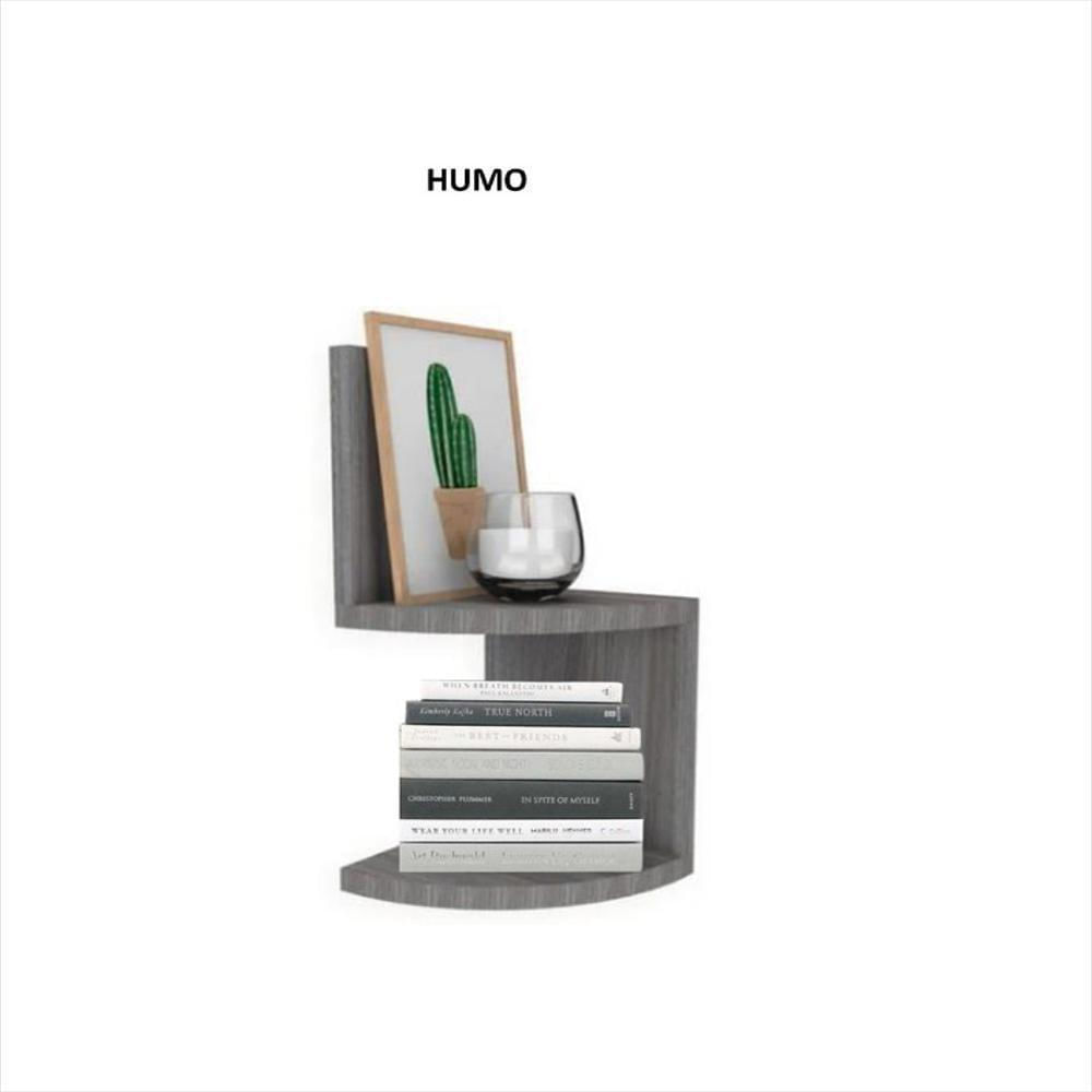 Repisa Esquinera Flotante Color Humo En Madera Diseño Moderno Para Sala Comedor Gveinticuatro