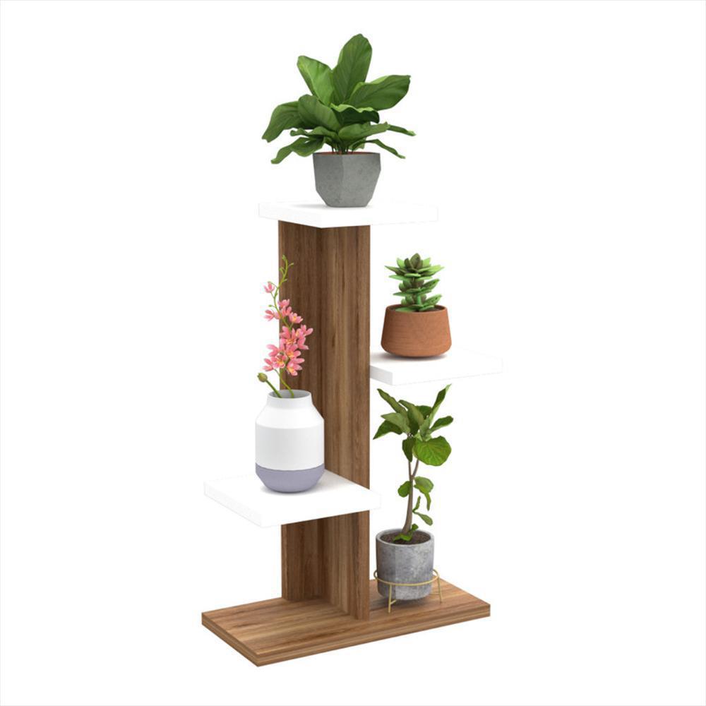 Mesa Auxiliar Para Plantas Sl1101 Green Roble Blanco