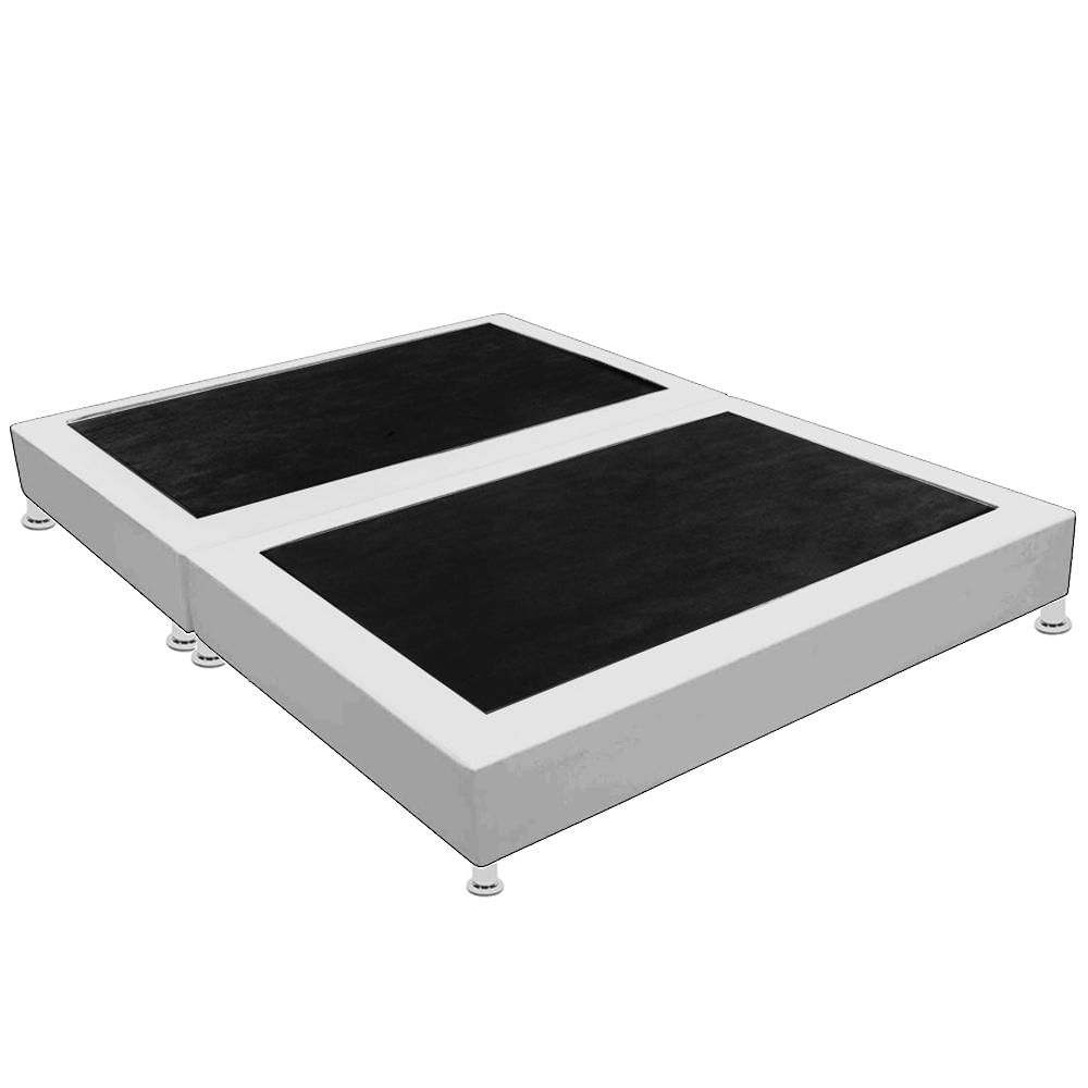 Base Cama Dividida Doble 140 X 190 Microfibra Blanco