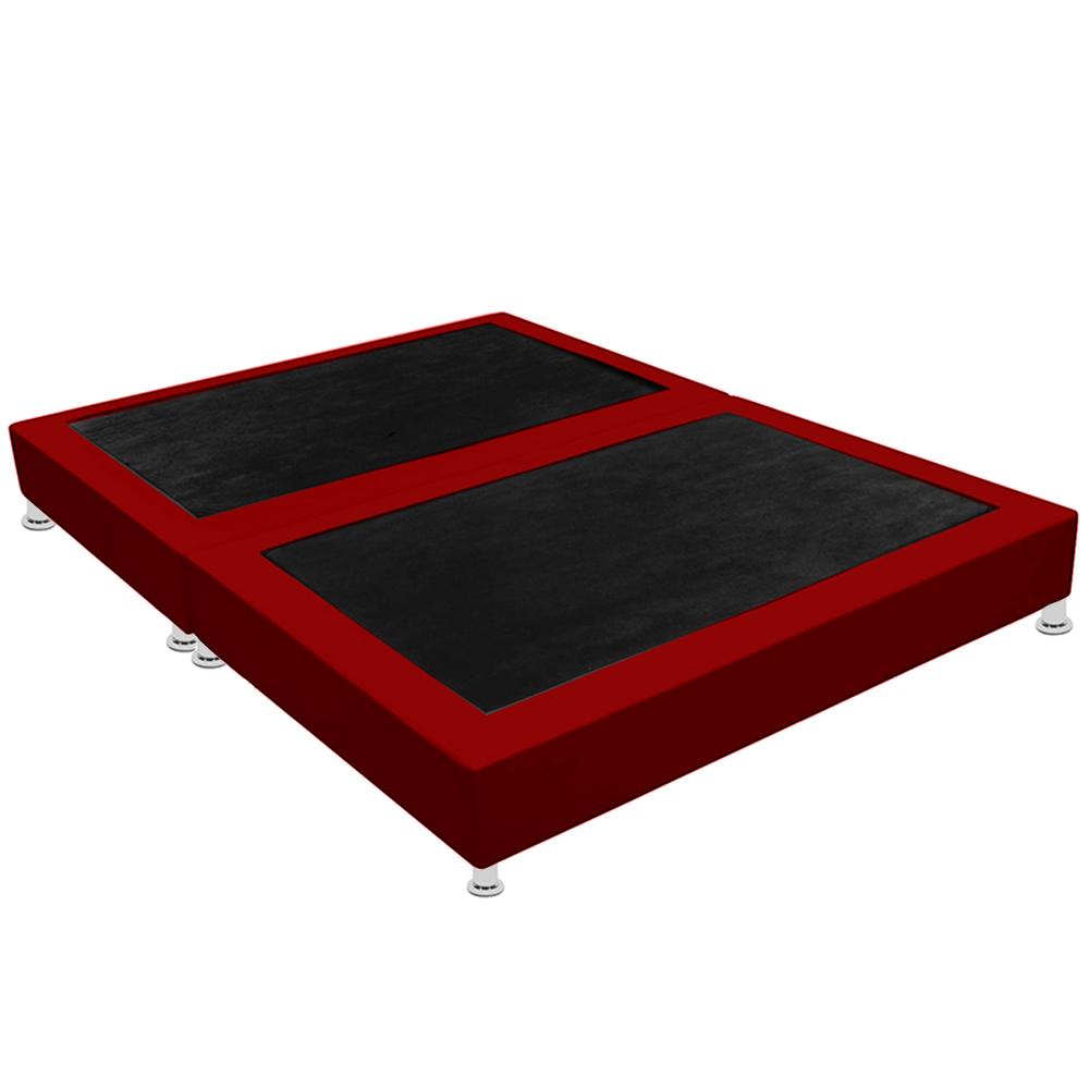 Base Cama Dividida Doble 140 X 190 Microfibra Rojo