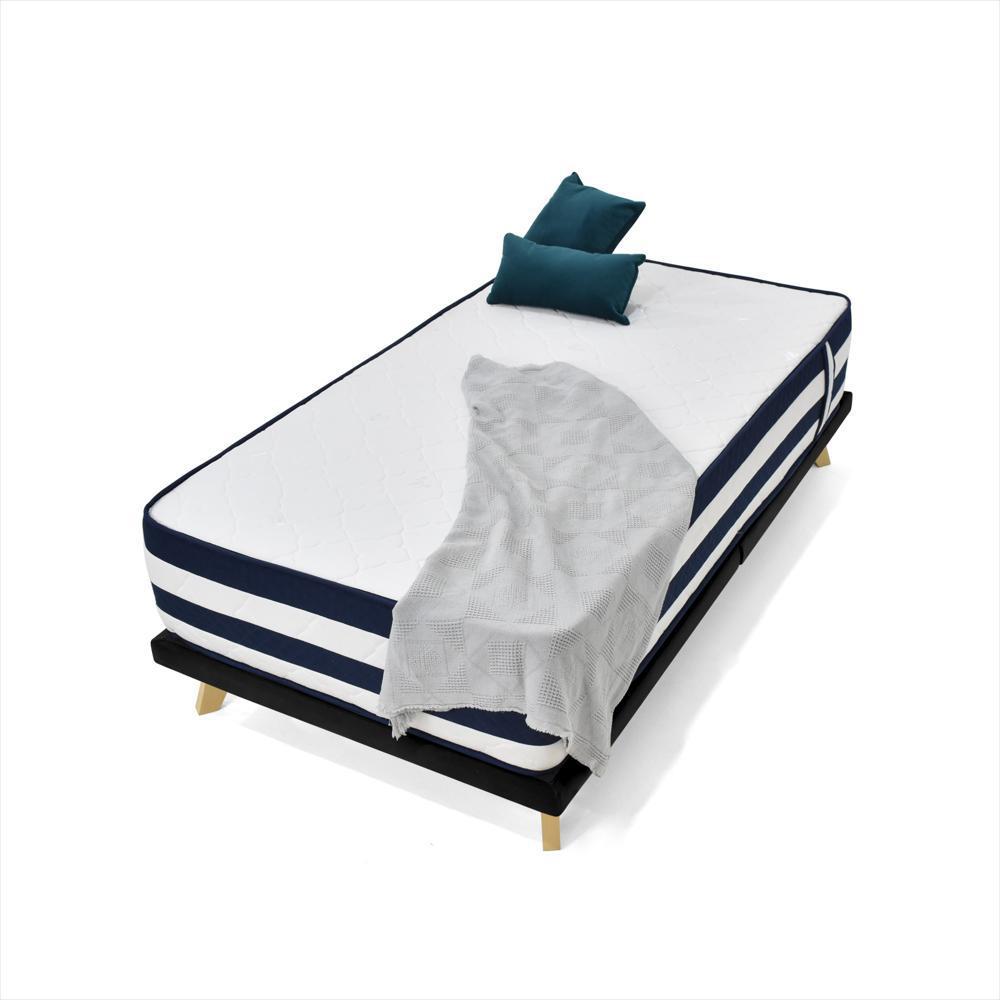 Base Cama Varna Sencillo 100 X 190 Cm Negro + Colchón Viena