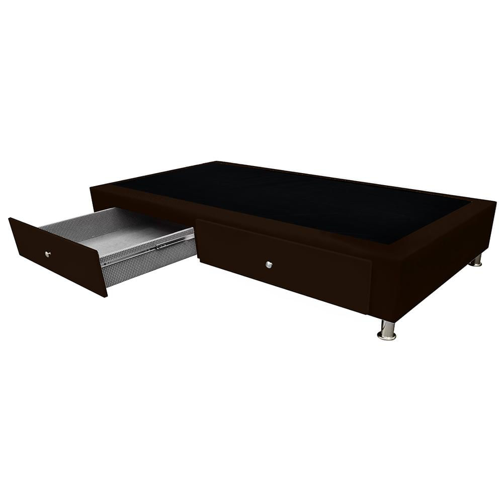 Base Cama Entera Con Cajones Sencilla Ecocuero Café