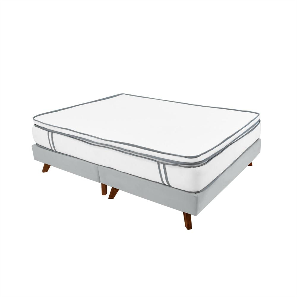 Base Cama Doble Con Colchón Resortado Bazyli 140 X 190 Plata