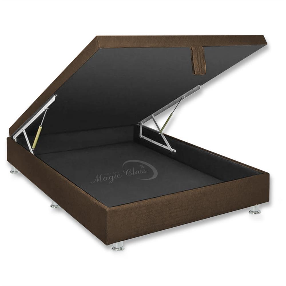 Base Cama Baúl Hidráulica 140X190 Ecocuero Café