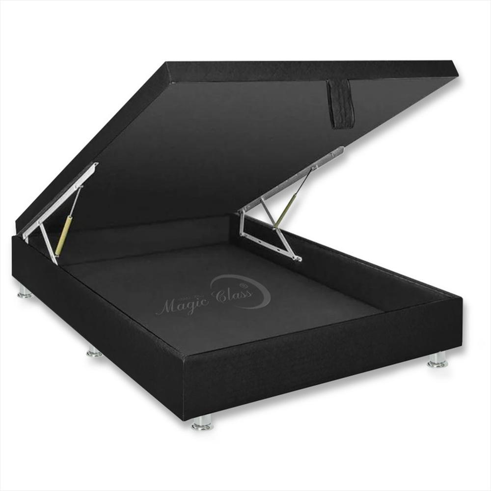 Base Cama Baúl Hidráulica 120X190 Ecocuero Negro