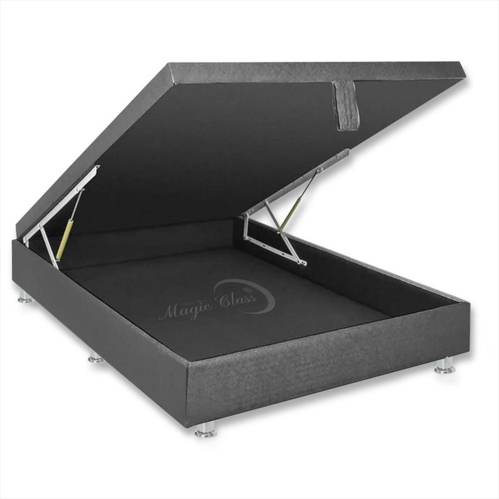 Base Cama Baúl Hidráulica 90X190 Ecocuero Gris
