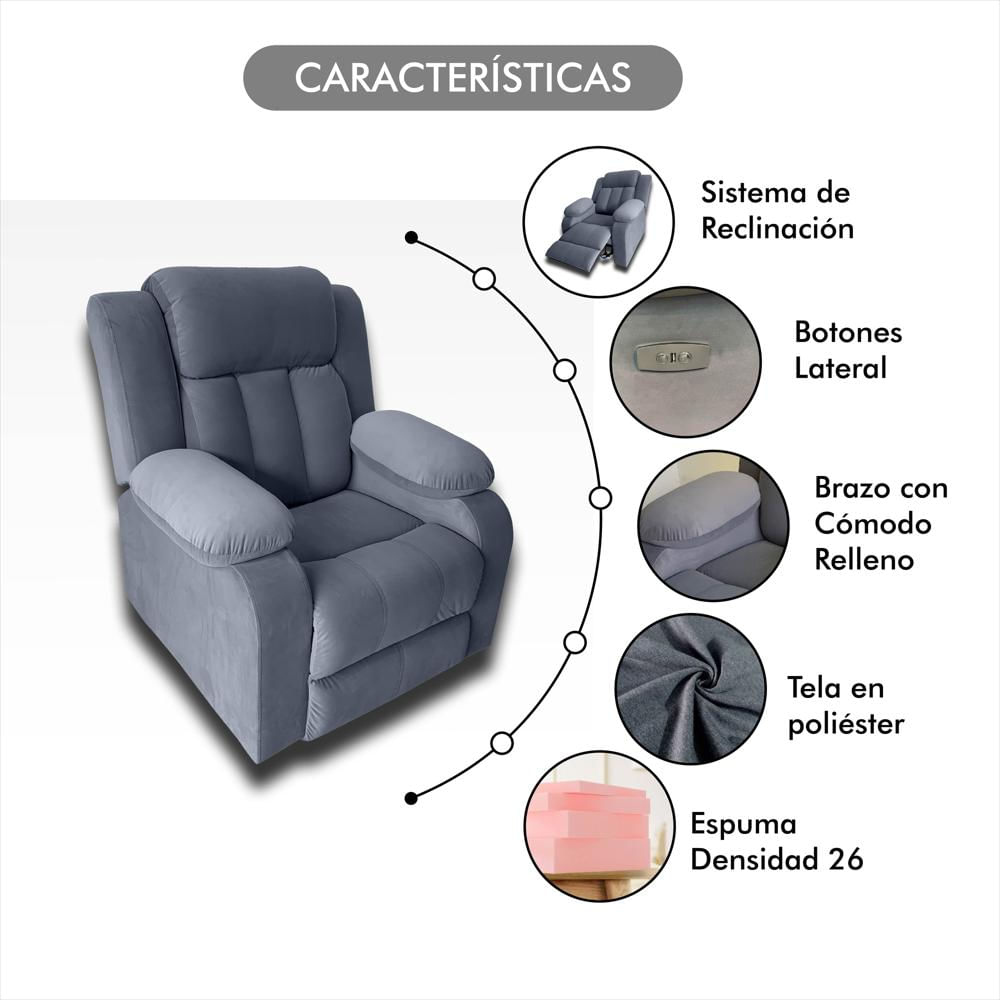 Silla Reclinable Paradise Manual Poliester Gris