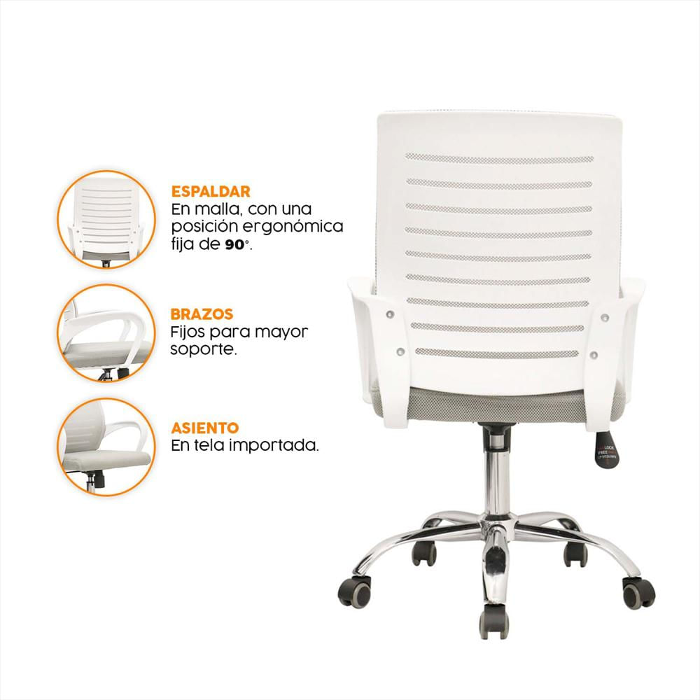 Silla Giratoria De Oficina Dex Xj Gris img #2