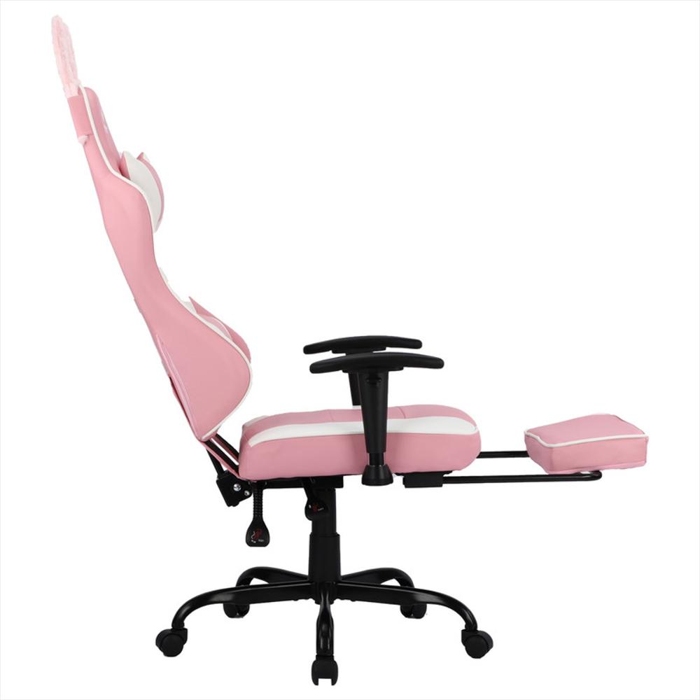 Silla Gamer Omega Rabbit Reclinable Con Orejas Blanca Rosada img #5