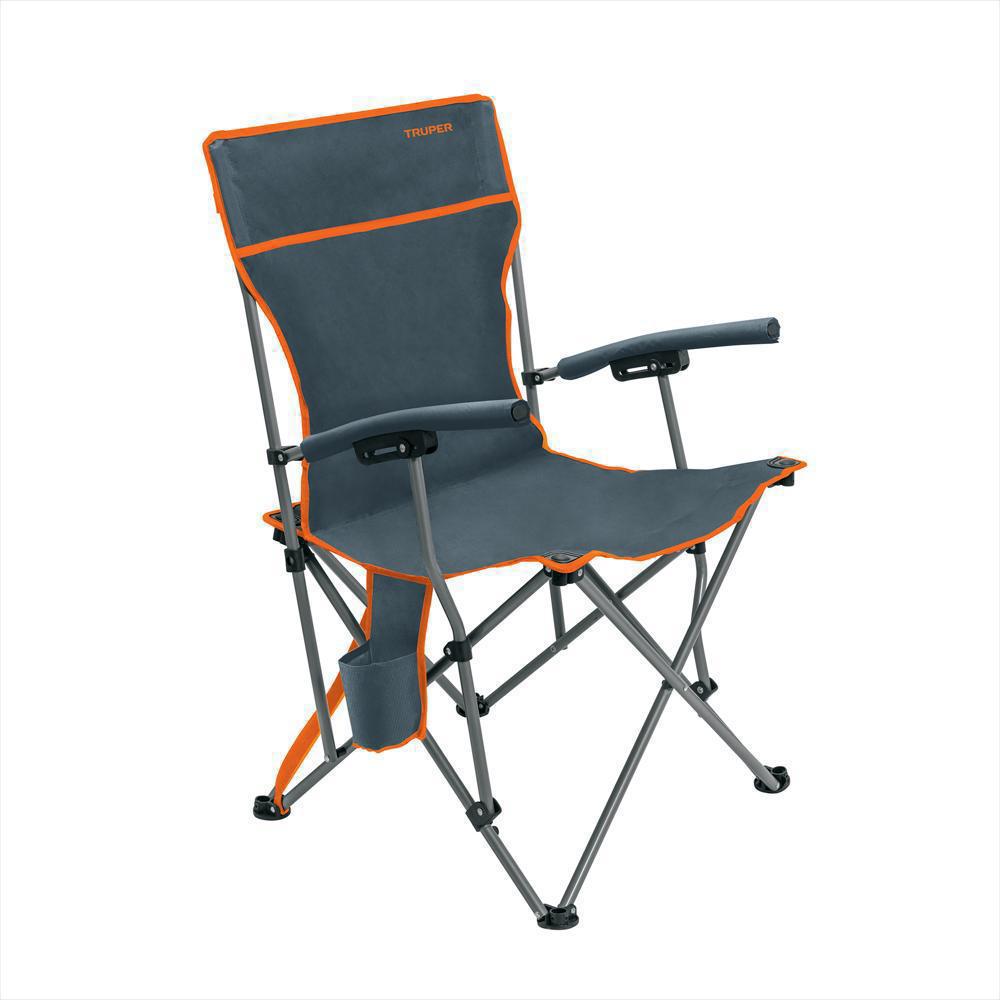 Silla Para Camping Con Portavasos Plegable Truper En Acero