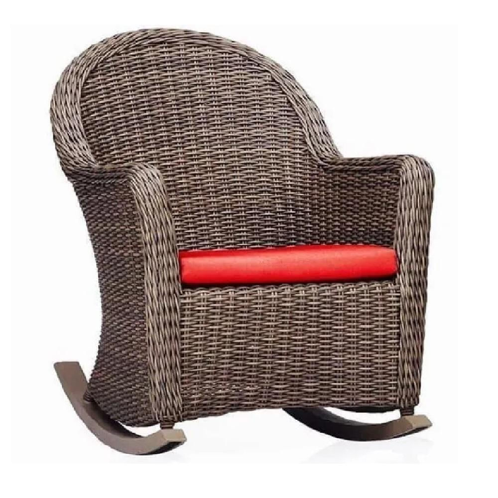 Silla Mecedora En Madera Y Mimbre Sintetico