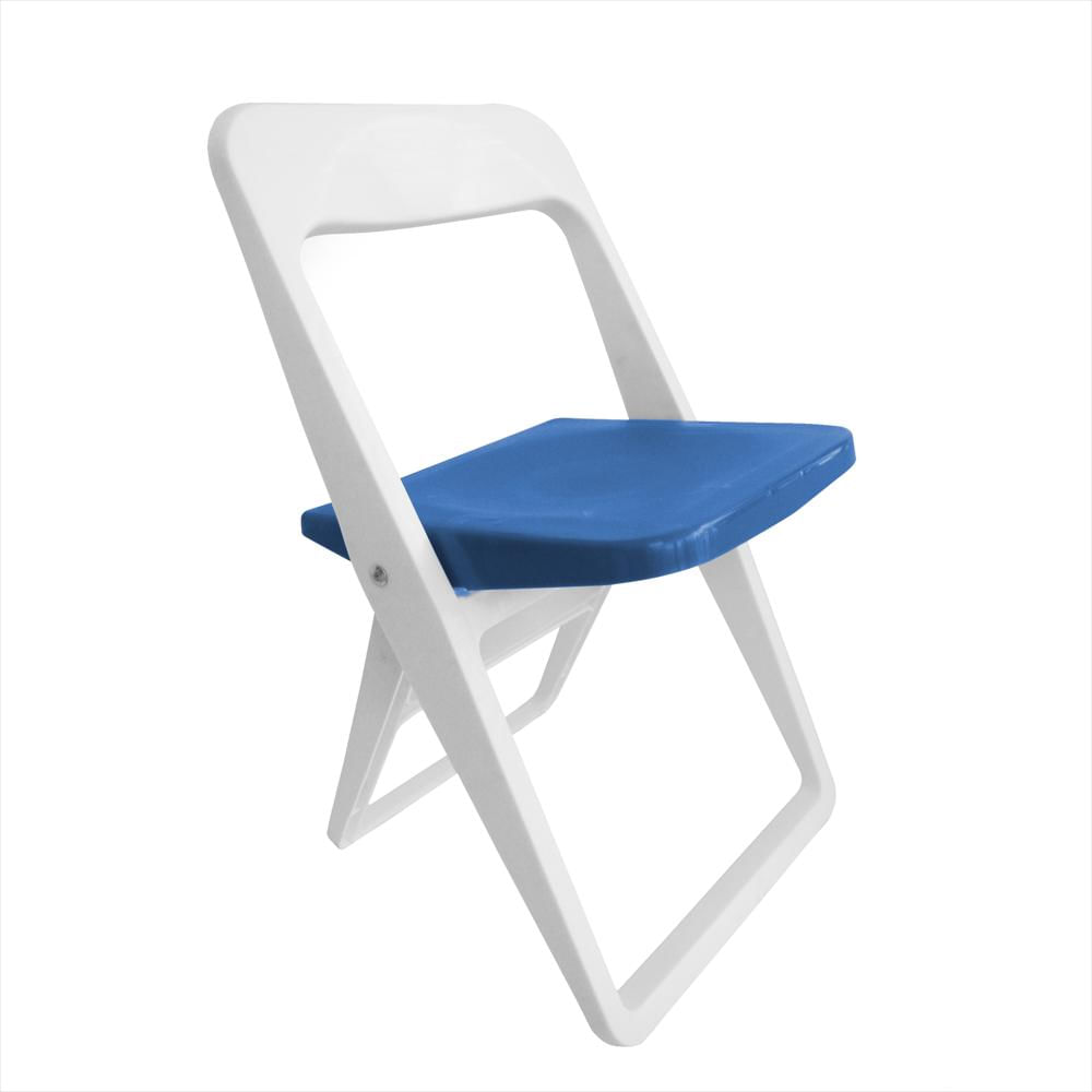 Silla Plegable Plástica Cointec Marco Blanco Asiento Azul