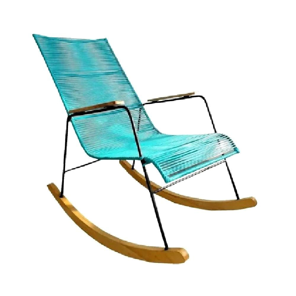 Mecedora Rectangular En Mimbre Plastico Azul