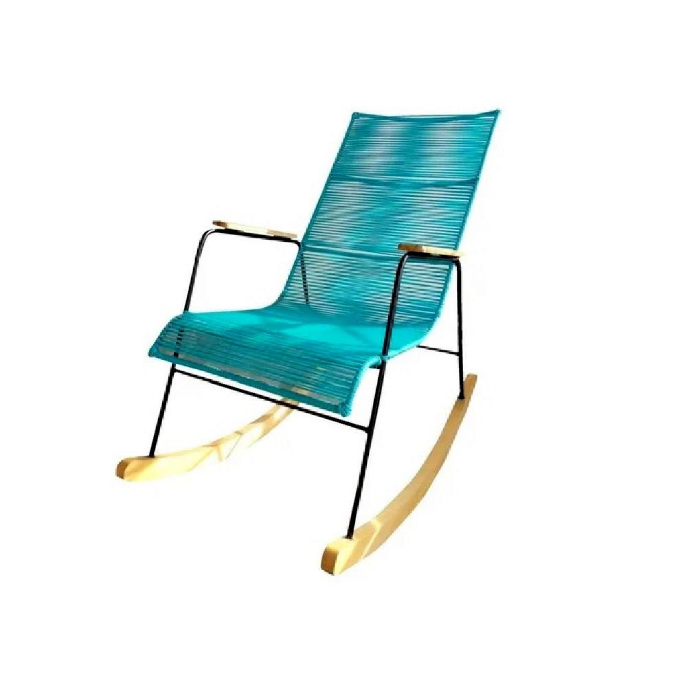 Mecedora Rectangular En Mimbre Plastico Azul img #2