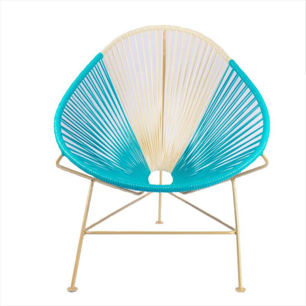 Silla Acapulco Azul Con Beige Bronce