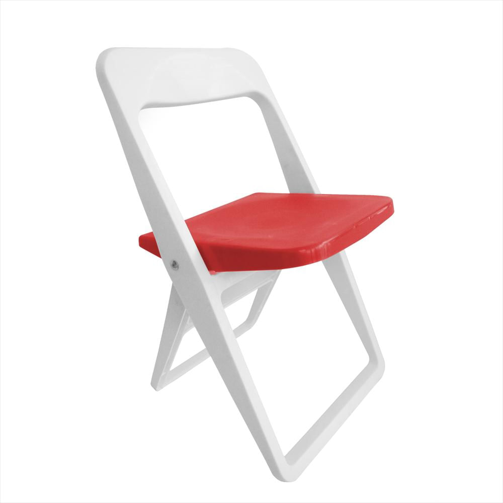 Silla Plegable Plástica Cointec Marco Blanco Asiento Rojo