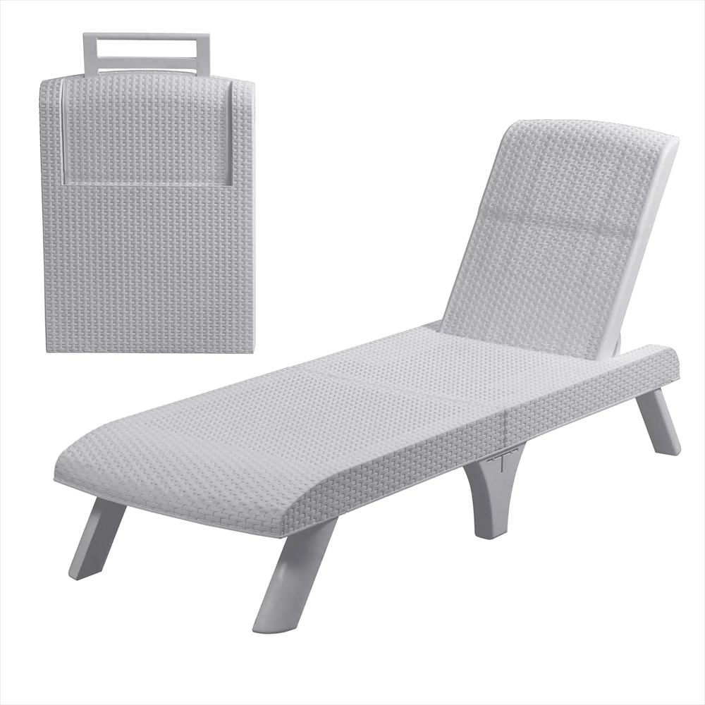 Cama Asoleadora Tipo Ratan Mq 573 Blanco
