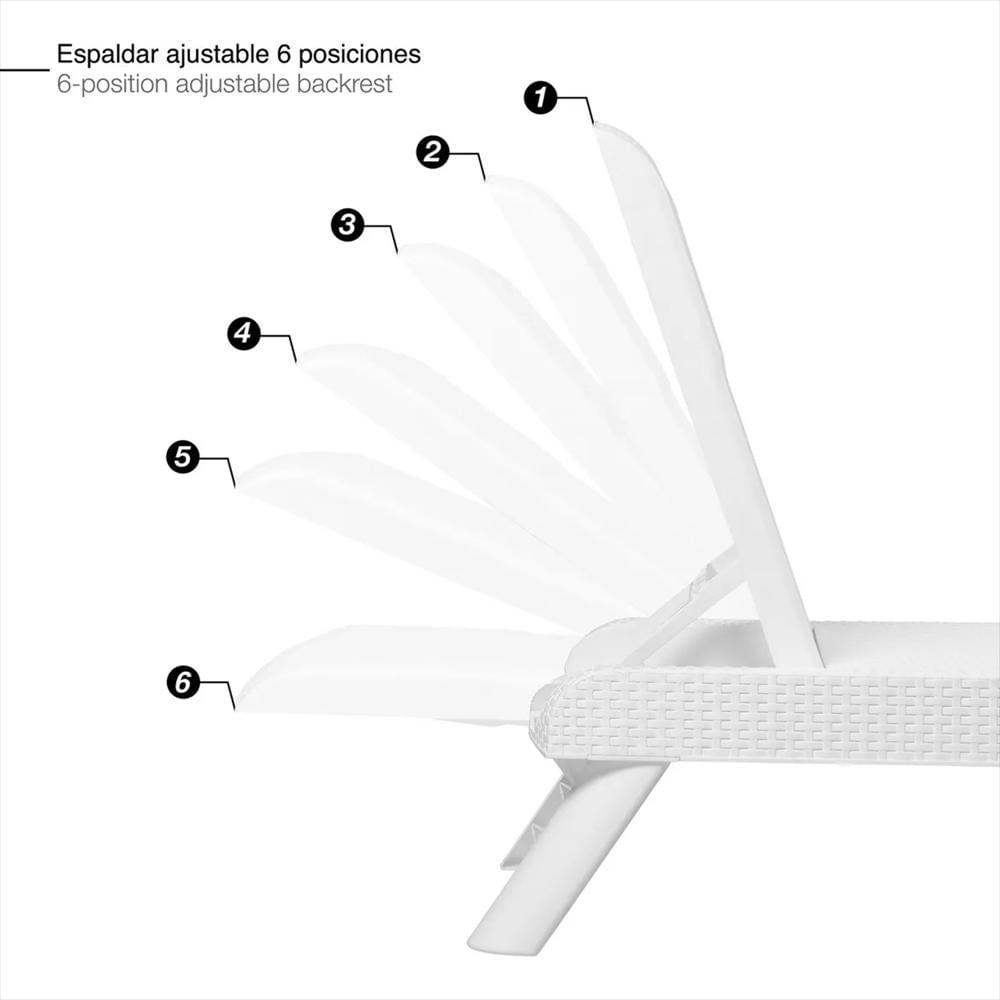 Cama Asoleadora Tipo Ratan Mq 573 Blanco img #4