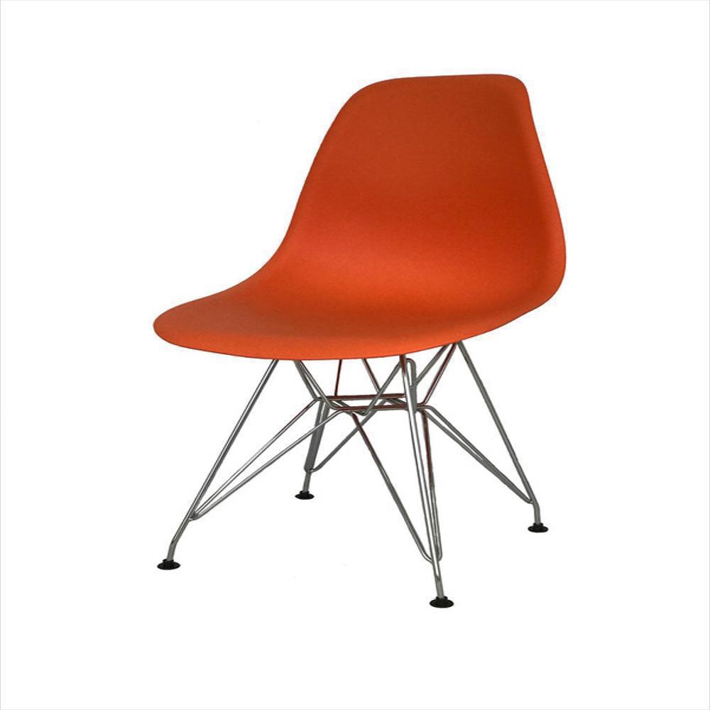 Silla Eames Patas Metalicas Para Comedor, Restaurante Naranja