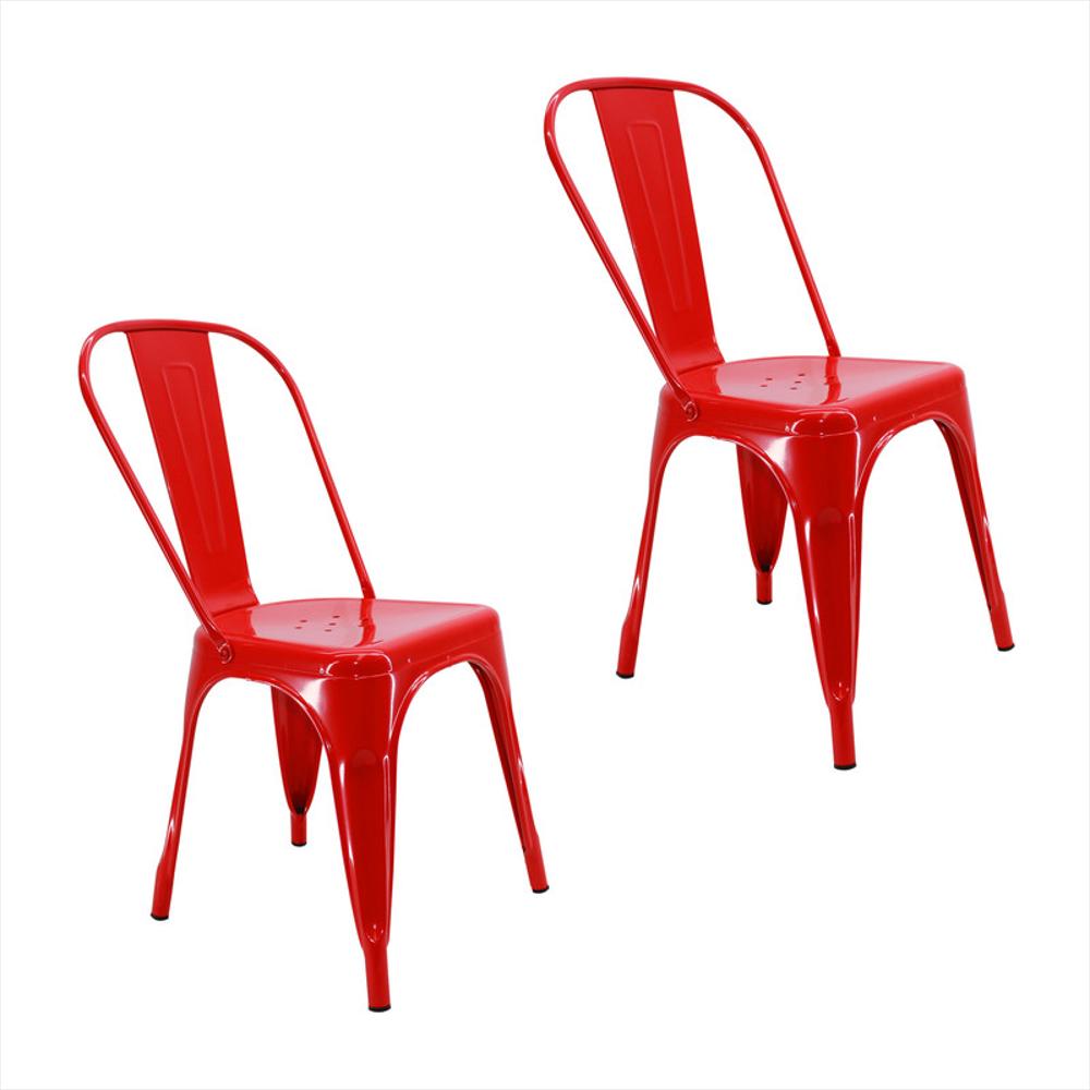 Kit Por 2 Silla Tolix Metalica Para Comedor Restaurante Roja