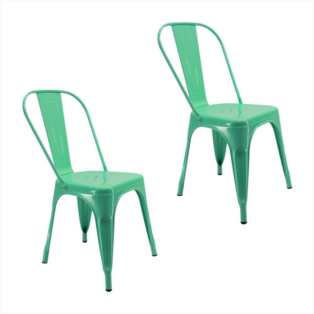 Kit Por 2 Silla Tolix Metalica Para Comedor Restaurante Verde Menta