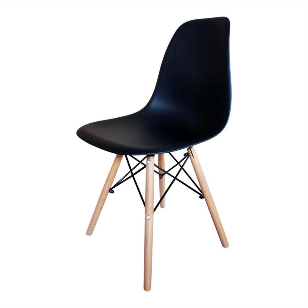 Set X 4 Sillas Eames Moderna Retro De Madera Elegante Polipropileno Negra img #3