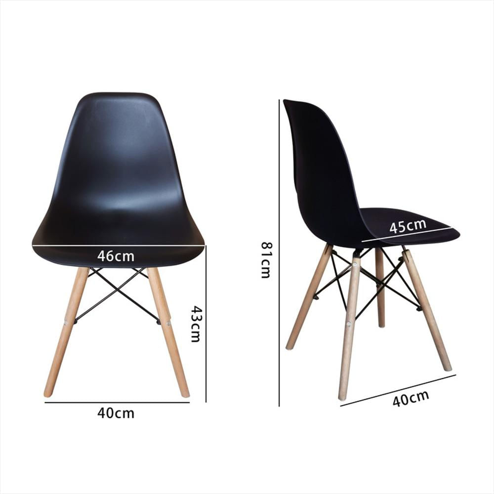 Set X 4 Sillas Eames Moderna Retro De Madera Elegante Polipropileno Negra img #4