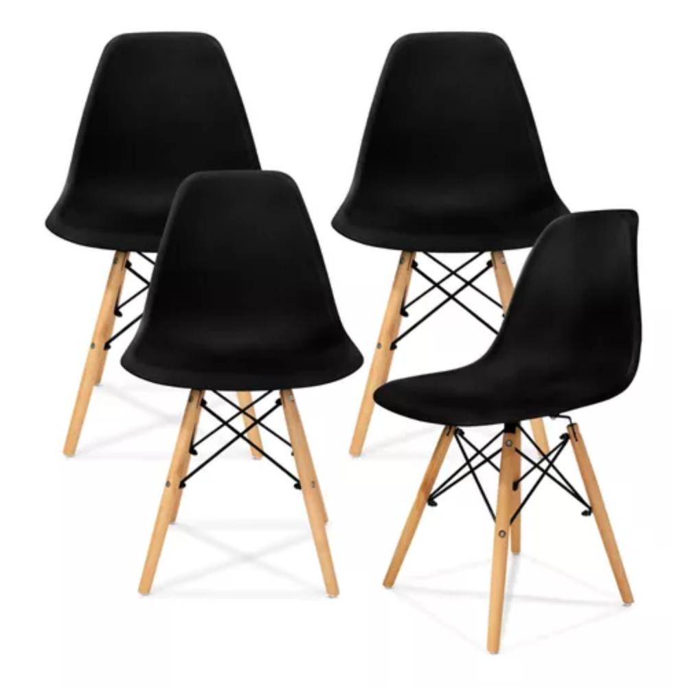 Sillas Eames Silla Minimalista Moderna Paquete De 4 Unidades Negro