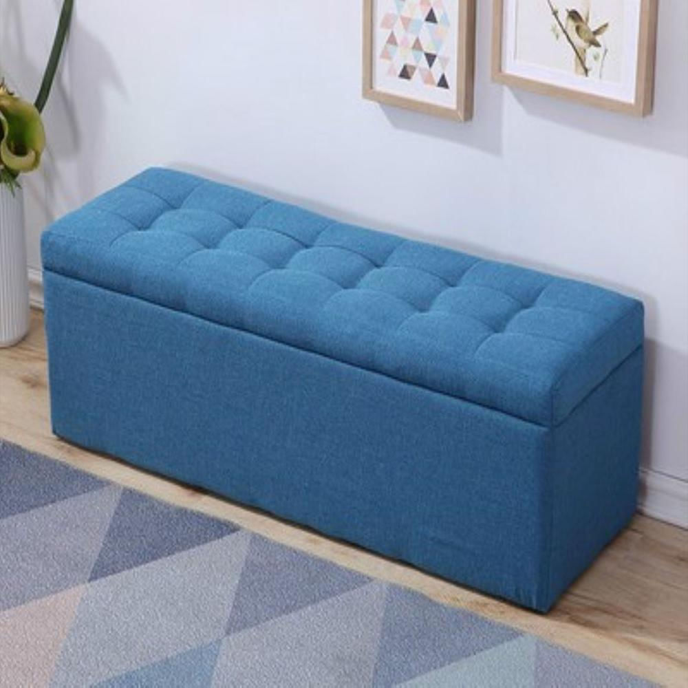 Puf Baul 80X40 Azul Tela