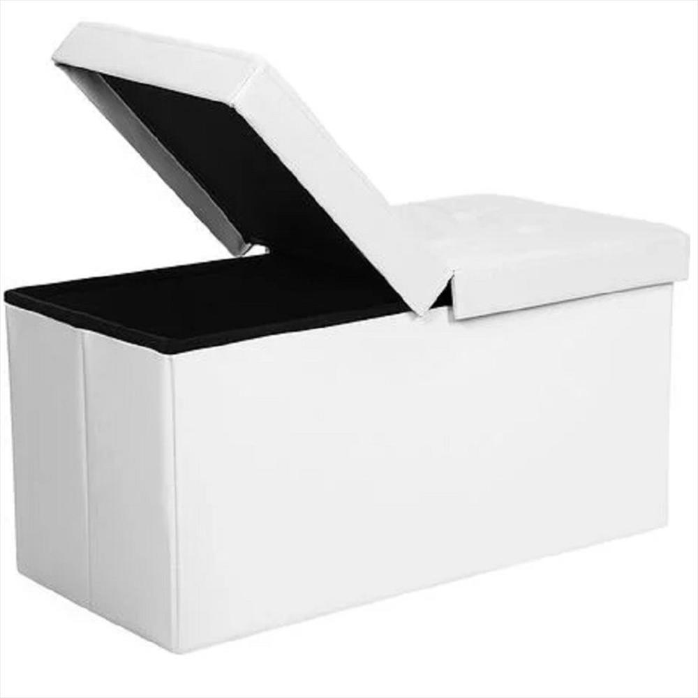 Puf Baúl Plegable 80 X 40 Blanco
