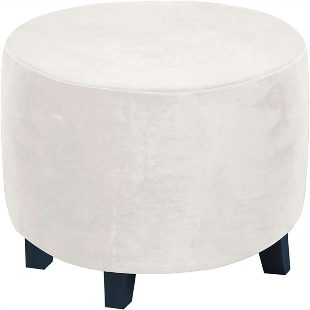 Puf Redondo 40Cm X 40Cm Blanco Tela