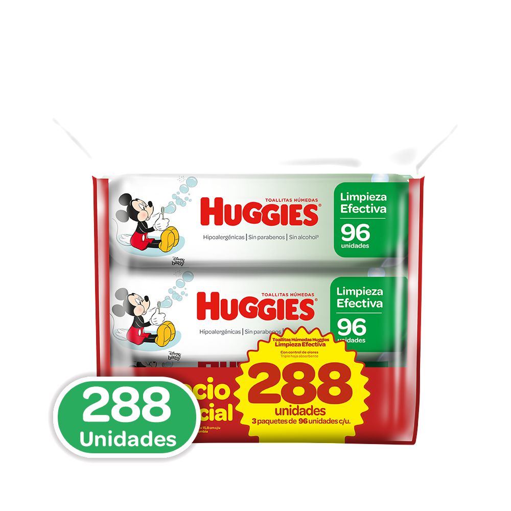 Toallas húmedas HUGGIES Limpieza Efectiva (288 und)