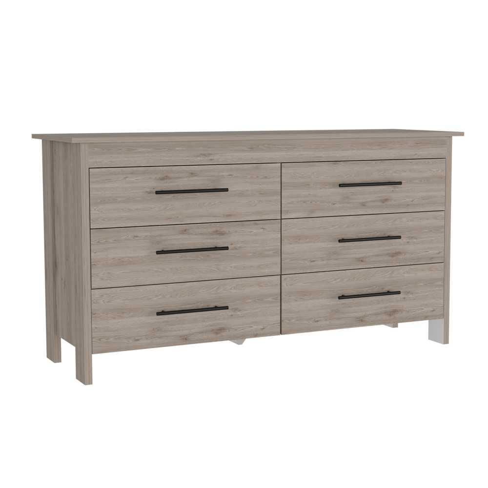 Cómoda Hms Ceniza Y Blanco 149 Cm Con Seis Cajones
