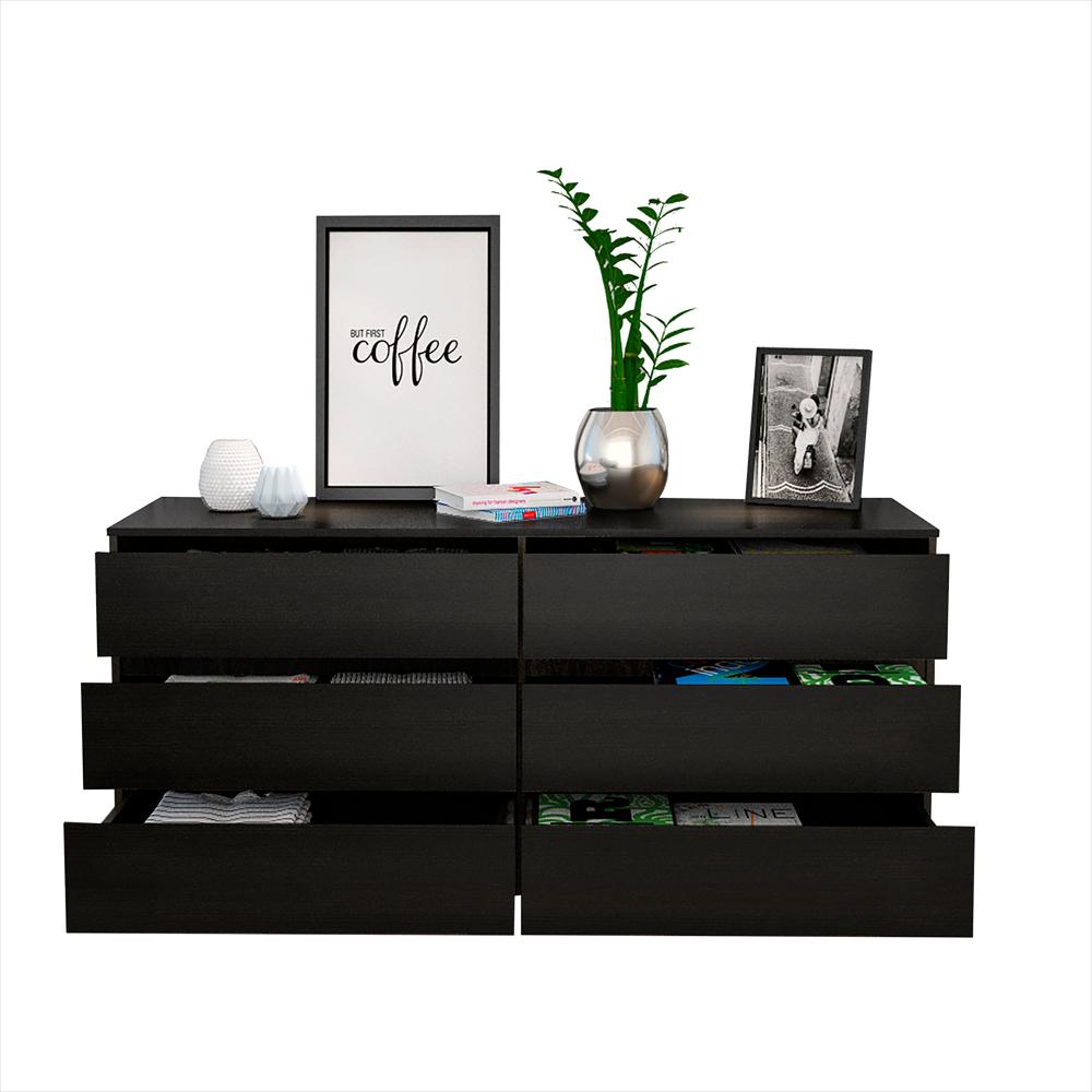 Comoda Doble 6 Cajones Fabricado En Mdf Color Wengue img #3