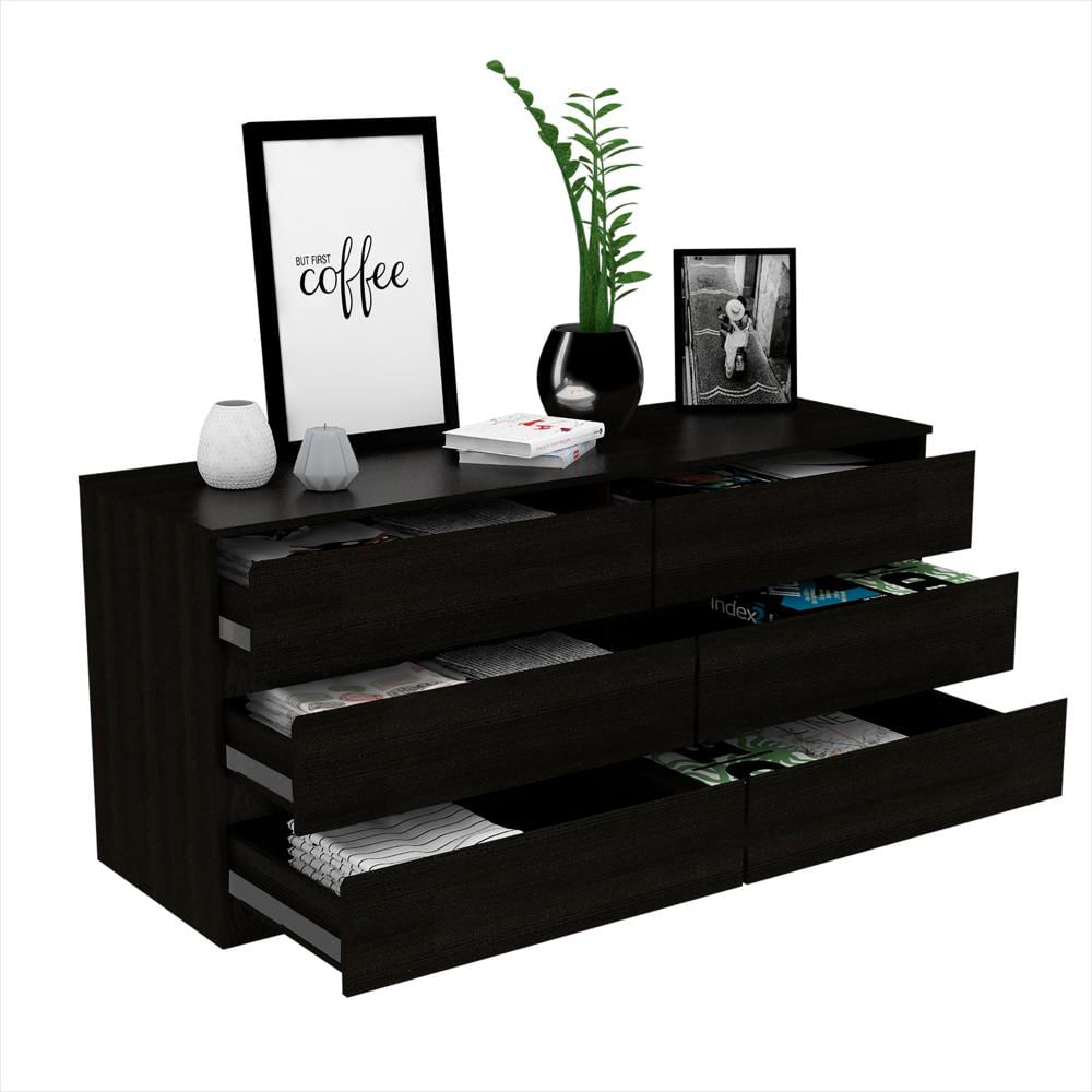 Comoda Doble 6 Cajones Fabricado En Mdf Color Wengue img #4