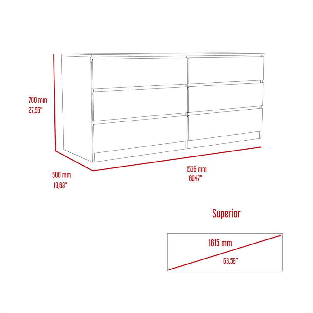 Comoda Doble 6 Cajones Fabricado En Mdf Color Wengue img #5