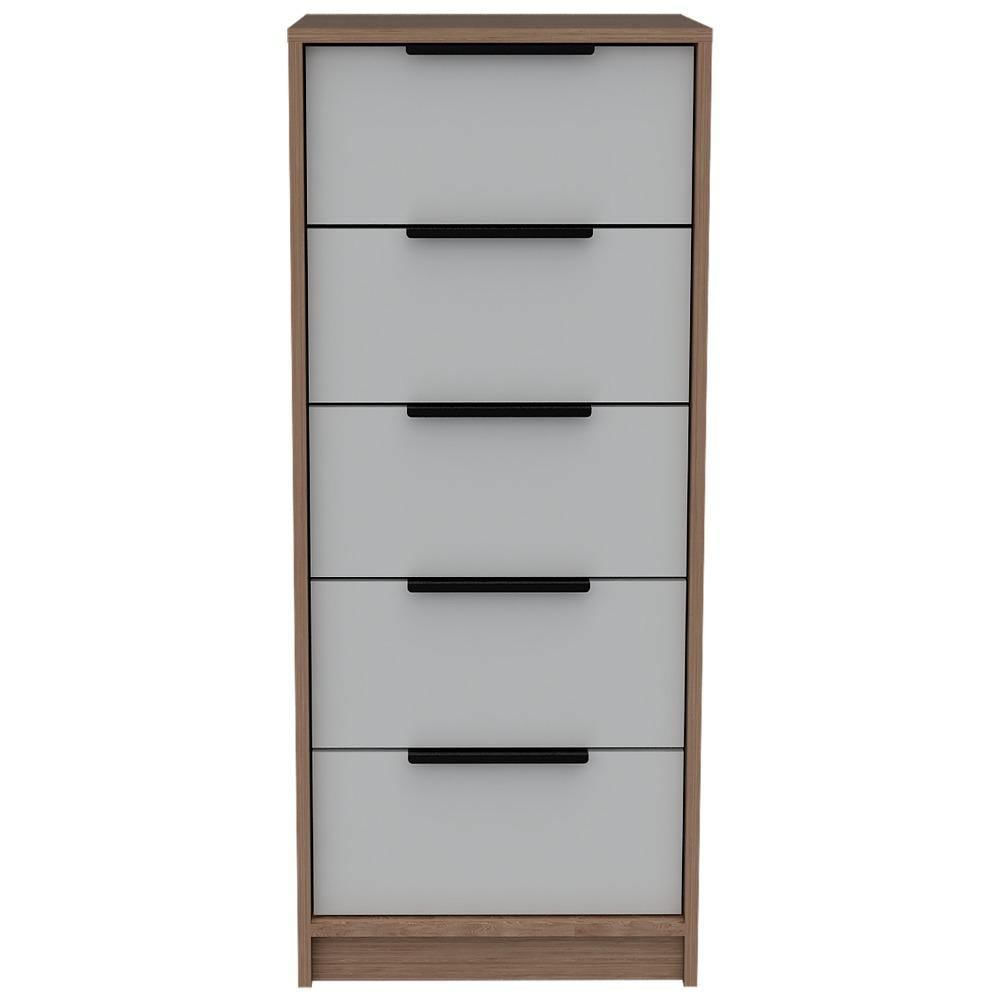 Comoda Kaia 5 Cajones Miel Blanco