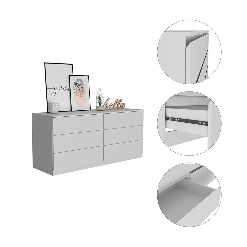 Comoda Doble 6 Cajones Fabricado En Mdf Color Blanco img #3