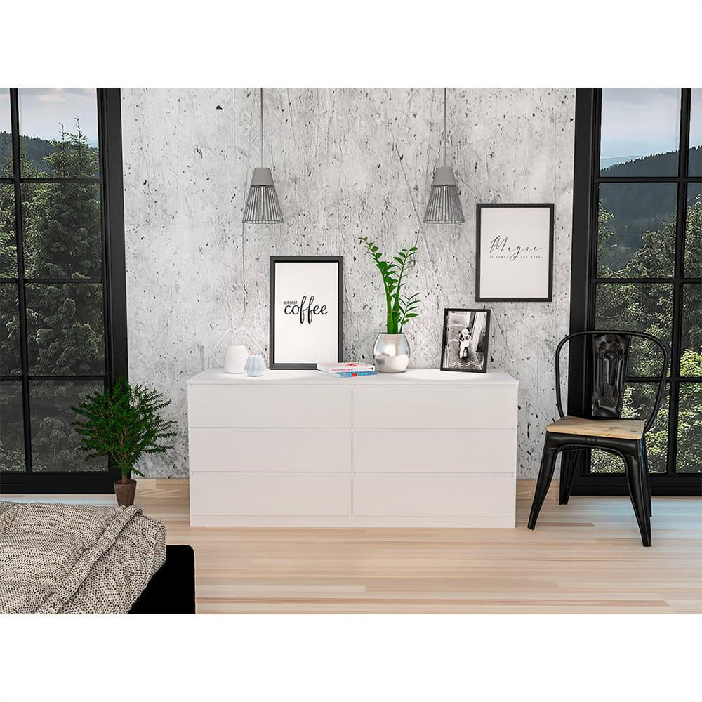 Comoda Doble 6 Cajones Fabricado En Mdf Color Blanco img #4