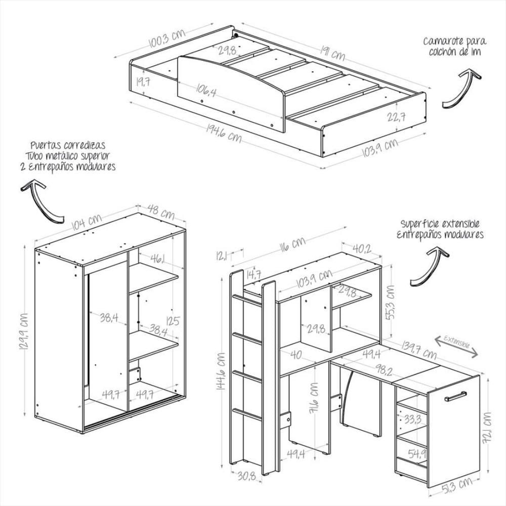 Camarote Multifuncional, Cama, Closet Y Escritorio img #5